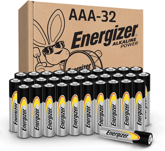 Energizer AAA Alkaline Power Batteries – 32 Count Pack, Long-Lasting Triple A Batteries for Household Devices