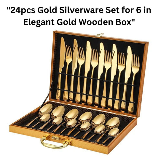 Premium Gold 24 Pc Utensils Set for Elegant Dining - SHAHZ Store